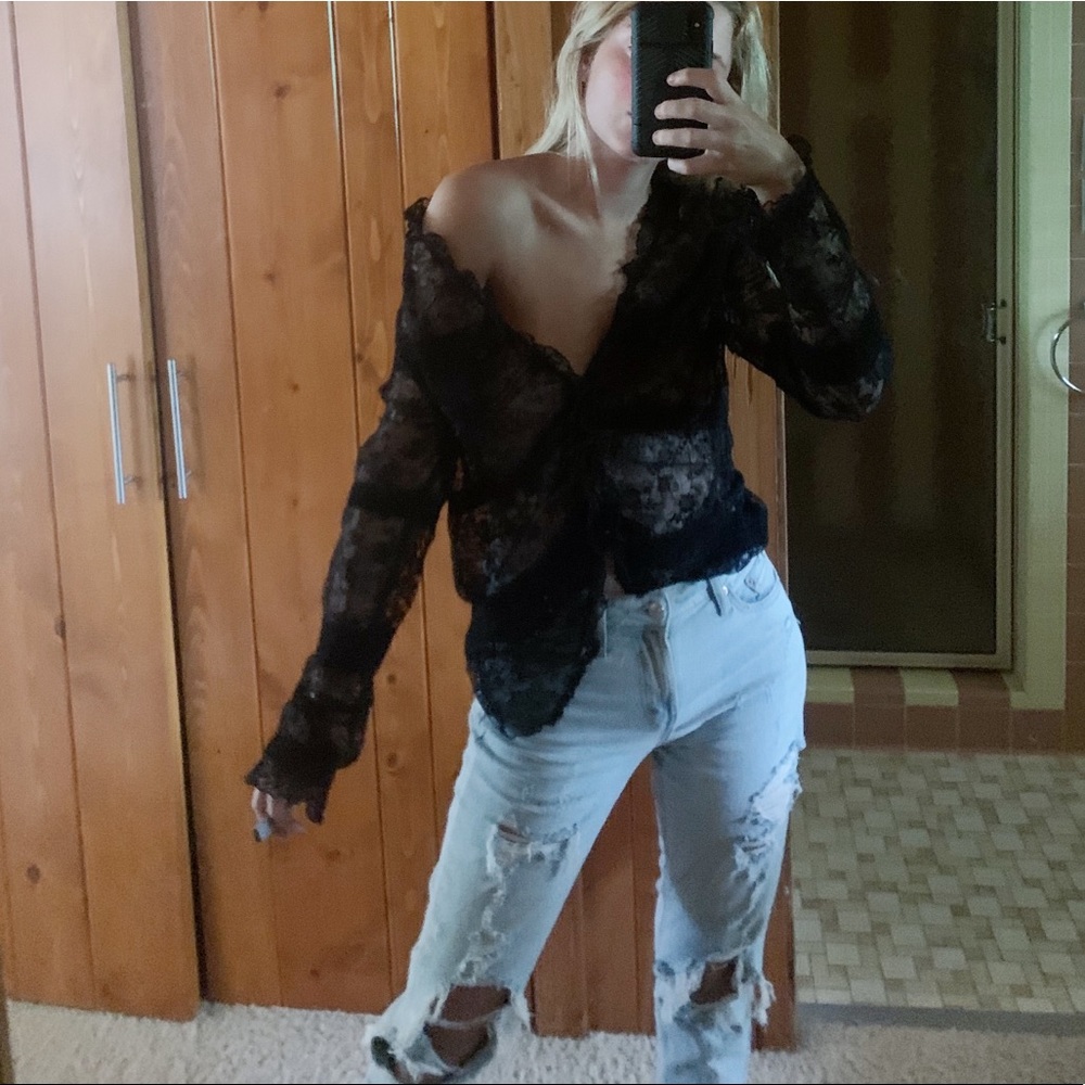 Vintage Black Lace Shirt